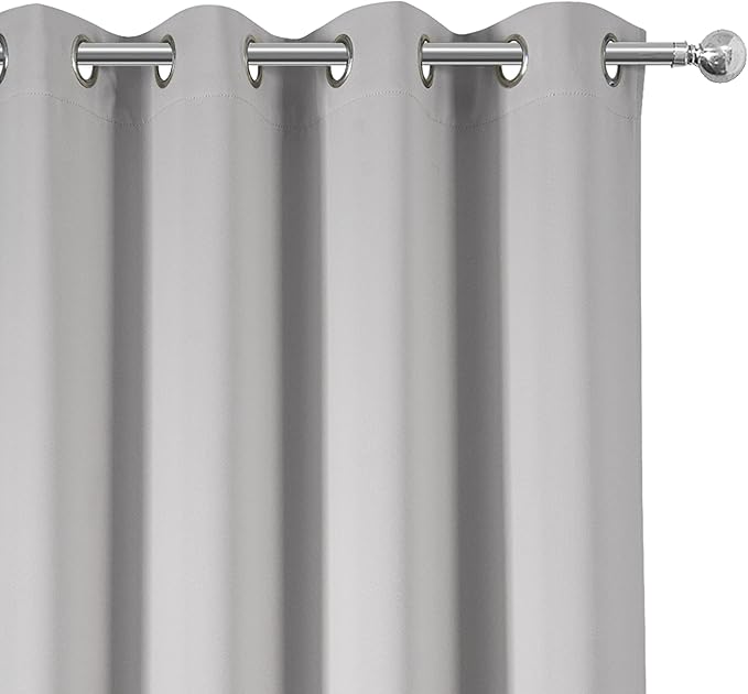 LEMOMO Blackout Curtains 52 x 84 inch/Light Grey Curtains Set of 2 Panels/Thermal Insulated Room Darkening Bedroom Curtains