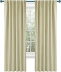 Deconovo Blackout Curtains, Thermal Insulated, W52 x L63 2 Panels, Back Tab, Machine Washable, Room-Darkening Drapes for Bedroom/Living Room Beige