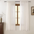 Cream Linen Curtains 72 inch Long 2 Panel Set for Living Room Back Tab Rod Pocket Semi Sheer Light Filtering Bedroom Window Curtain 72 inch Length Modern Farmhouse Rustic Neutral Ivory Linen Drapes