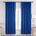 Deconovo Solid Rod Pocket Curtains Room Darkening Curtains Blackout Thermal Insulated Curtains for Patio Door 52Wx95L Inch Royal Blue Set of 2
