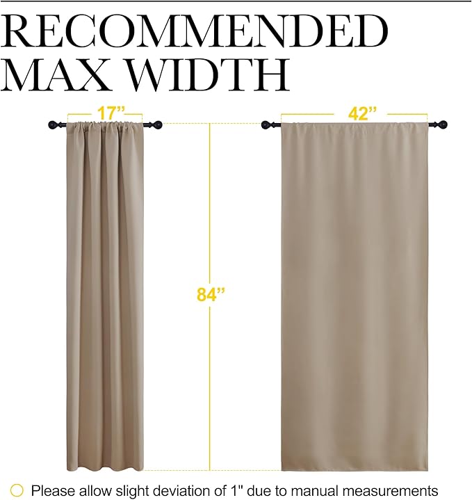 NICETOWN Blackout Curtains for Living Curtains, Taupe, 2 Panels, 42 by 84, Room Darkening Window Curtain Panels, Easy-Care Solid Thermal Insulated Draperies/Drapes for Daughter Room