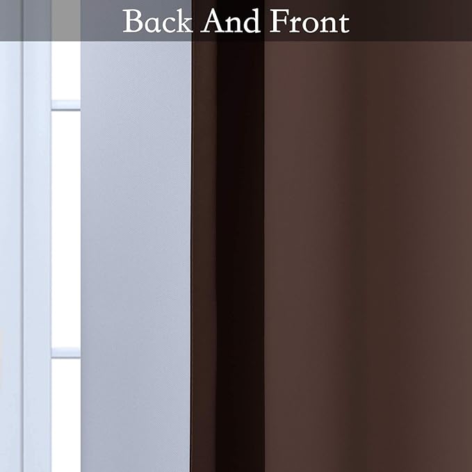 SimpleHome Ombre Room Darkening Curtains for Living Room, Light Blocking Gradient Brown to Greyish White Thermal Insulated Grommet Window Curtains/Drapes for Bedroom, 2 Panels, 52x72 inches Length