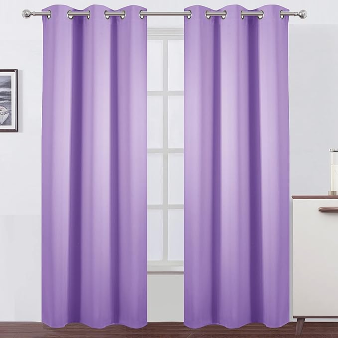 LEMOMO Blackout Curtains 38 x 84 inch/Lavender Curtains Set of 2 Panels/Thermal Insulated Room Darkening Bedroom Curtains