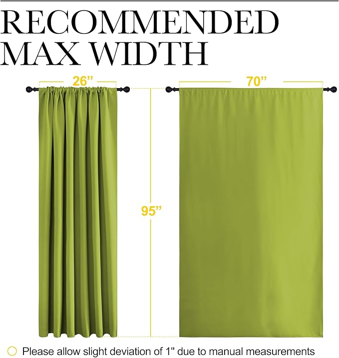 NICETOWN 2 Panels Blackout Curtains, Rod Pocket Thermal Insulated Drapess for Bedroom, Privacy Protection Easy-Care Heavy Duty Curtains for Living Room/Dining Room, W70 x L95 inches, Fresh Green