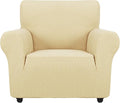 ZNSAYOTX Super Stretch Chair Slipcover Universal Sofa Chair Covers for Living Room Dogs Pet Furniture Protector Spandex Armchair Slipcovers with Anti Slip Foam Sticks (Beige, Chair)