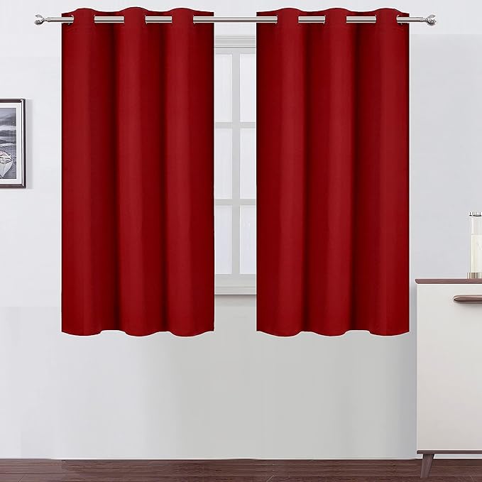 LEMOMO Red Thermal Blackout Curtains/38 x 54 Inch/Set of 2 Panels Room Darkening Curtains for Bedroom