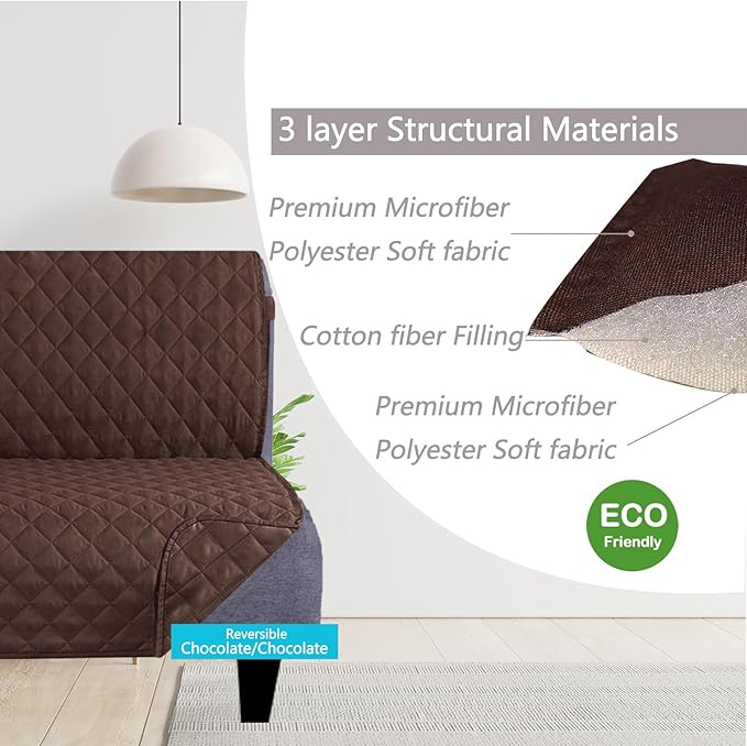 U-NICE HOME Futon Sofa Covers Reversible Sofa Slipcover Armless Cover Furniture Protector Couch Cover Water Resistant (Futon, Chocolate/Chocolate)