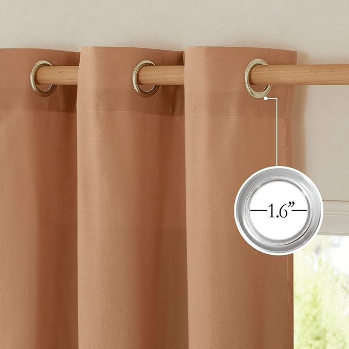 NICETOWN Rustic Linen 144 inch Long Curtains for Living Room, Grommet Privacy Added Thick Linen Weave with Light Filter Window Curtains & Drapes for Bedroom, Burnt Orange, W55 x L144, 2 Panels