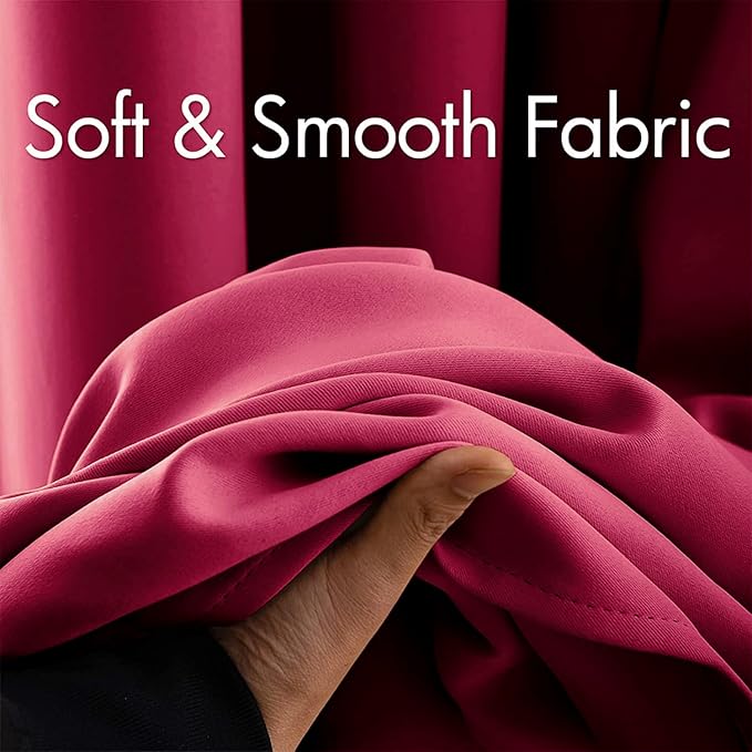 MIULEE Blackout Room Darkening Curtains Thermal Insulated Black Out Drapes Solid Window Treatment Grommet Light Blocking Curtain for Living Room Bedroom 2 Panels Set 52 x 84 inch Length Hot Pink