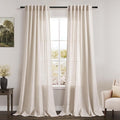 Beige Linen Curtains 84 Inch Length 2 Panels Back Tab Rod Pocket Semi Sheer Bedroom Curtains Light Filtering Country Closet Curtain Drapes Netural Farmhouse Window Panels for Living Dining Room 42x84