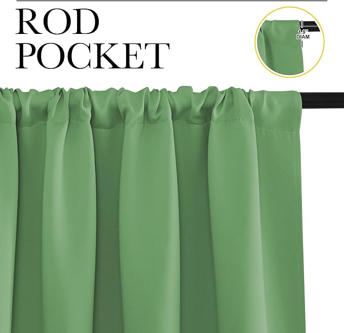 NICETOWN Blackout Curtains for Living Curtains, Froest Green, 1 Pair, 34-inch W x 72-inch L, Home Decorations Thermal Insulated Solid Pole Top Blackout Drapes for Living Room