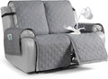 VANSOFY Waterproof Recliner Couch Covers, Sofa Covers 1-Piece Washable Reclining Sofa Cover Non-Slip Furniture Protector with Elastic Straps Pocket for Dogs, Pets(Light Gray,2 Seater)