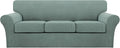 Turquoize 4 Piece Sofa Covers for 3 Cushion Couch Sofa Slipcover Soft Couch Cover for Dogs Washable Furniture Cover with 3 Individual Large Cushion Covers Feature Fabric (Large Sofa, Dark Cyan)