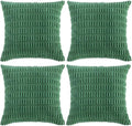 Fancy Homi 4 Packs Green Decorative Throw Pillow Covers 18x18 Inch for Living Room Couch Bed, Holiday Christmas Home Decor Gift, Soft Plush Corduroy Cute Accent Square Cushion Case 45x45 cm