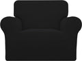 Easy-Going Stretch Oversized Chair Sofa Slipcover 1-Piece Couch Sofa Cover Furniture Protector Soft with Elastic Bottom for Kids Spandex Jacquard Fabric Small Checks Black