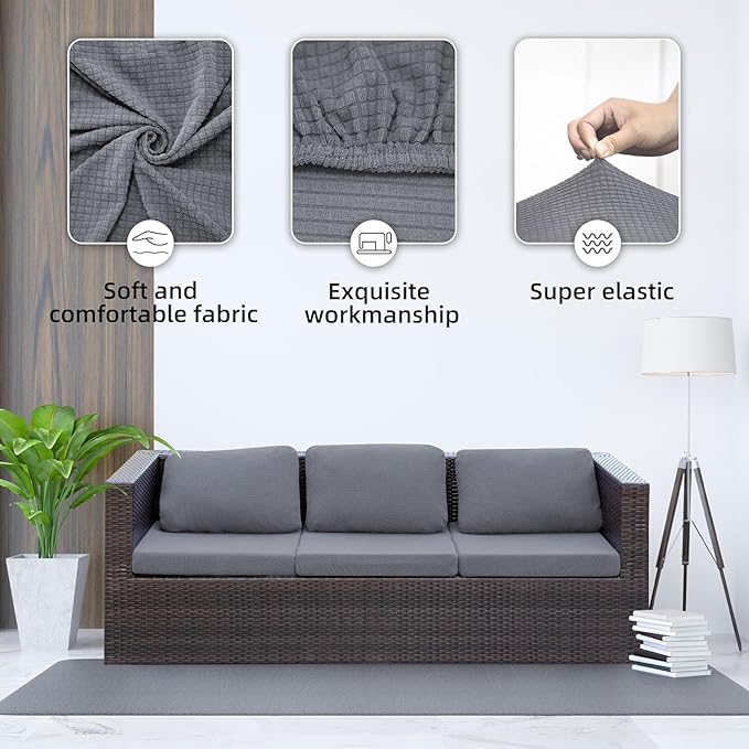 Outdoor Cushion Covers Set,8PCS Patio Furniture Couch Seat Slipcovers, Replacement for Sofa Sectional Chair(Cover，Only)