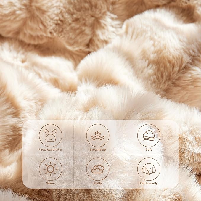 HANDONTIME Plush Sofa Slipcovers Washable Armchair Cover for Sofa Super Soft Faux Fur Sofa Covers for 3 Couch Cousion Soild Khaki Rabbit Plush Chair Covers Armchair for Kids Pets, 71" X102"