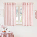 LAMIT 40 Inch Length Linen Curtains for Small Windows, Semi Sheer Light Filtering Panels Back Tab and Rod Pocket Neutral Drapes for Basement/Window/Kids Room, Pink, 2 Panels, 34 x 40 Inch