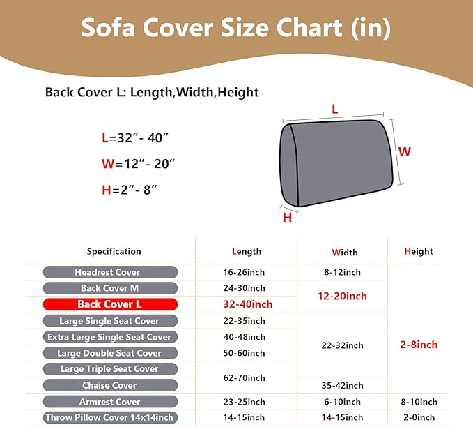 Couch Cushion Covers for Sofa Couch Covers Wear-Resistant Universal Sofa Cover Washable Stretch for Sectional Slipcovers (Texture-Cream White,Back Cover L)