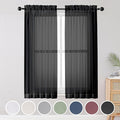 OWENIE Black Sheer Curtains, Sheer Curtains 63 inch Length 2 Panels Set, Rod Pocket Voile Fimly Sheer Drapes for Living Room/Bedroom, 2pcs, Each 42" W x 63" L, Black