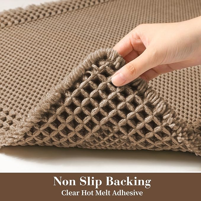 RESARE Waffle Bathroom Runner Rugs, Super Absorbent Bath Mat Non Slip Washable Quick Dry, Upgraded Ultra Soft Boho Bath Rugs with Tassels for Hallway Bedroom Laundry Room, 2'x6'(24"x72"), Brown