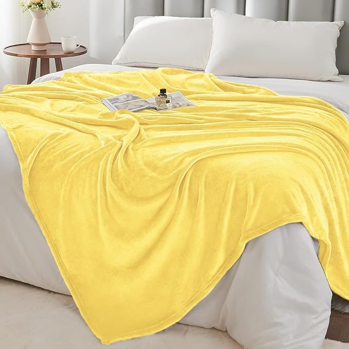 BEDELITE Fleece Blanket Light Yellow Throw Blankets for Couch & Bed, Luxury Plush Cozy Fuzzy Blanket 50x60 inches, Super Soft Warm Lightweight Throw Blanket for Travel Camping