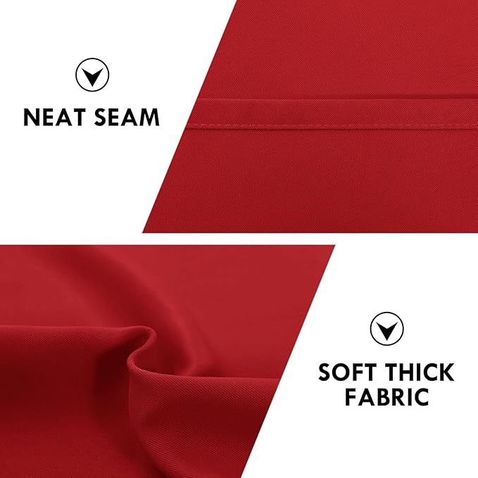 DWCN Blackout Curtains for Living Room Thermal Insulated, Energy Saving & Noise Reducing Bedroom Curtains, Red, W 52x L 36 Inch, Set of 2 Rod Pocket Curtain Panels