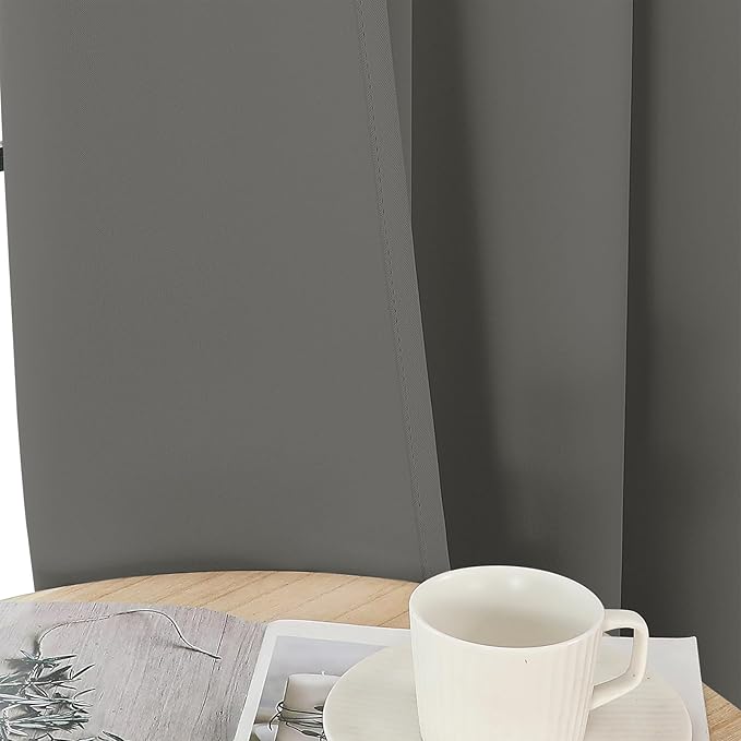 Joydeco Blackout Curtains 90 Inches Long 2 Panels Set, Thermal Insulated Long Curtains& Drapes 2 Burg, Room Darkening Drapes for Bedroom Living Roomw (Light Grey, W37 x L90 Inch)