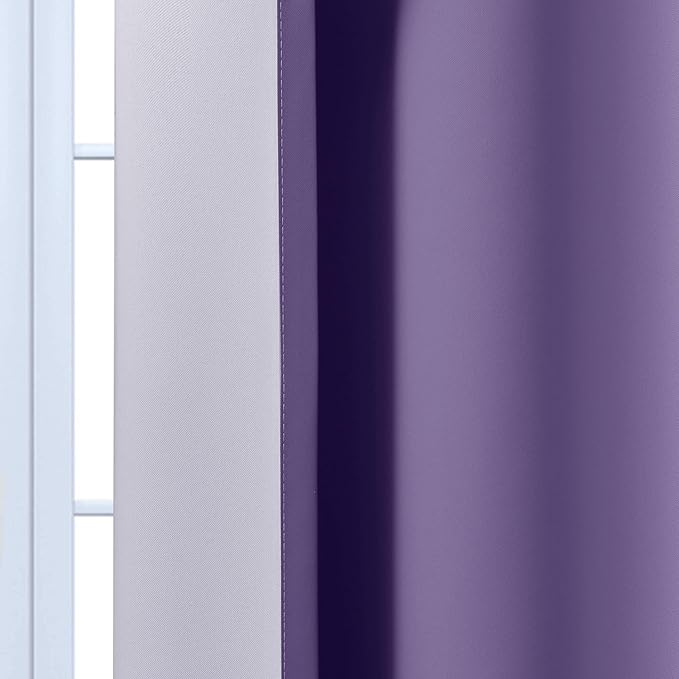 Yakamok Greyish White and Lavender Purple Ombre Curtains,Light Blocking Curtains,Room Darkening Grommet Window Drapes for Bedroom(Lavender Purple,52x84 Inch,2 Panels)