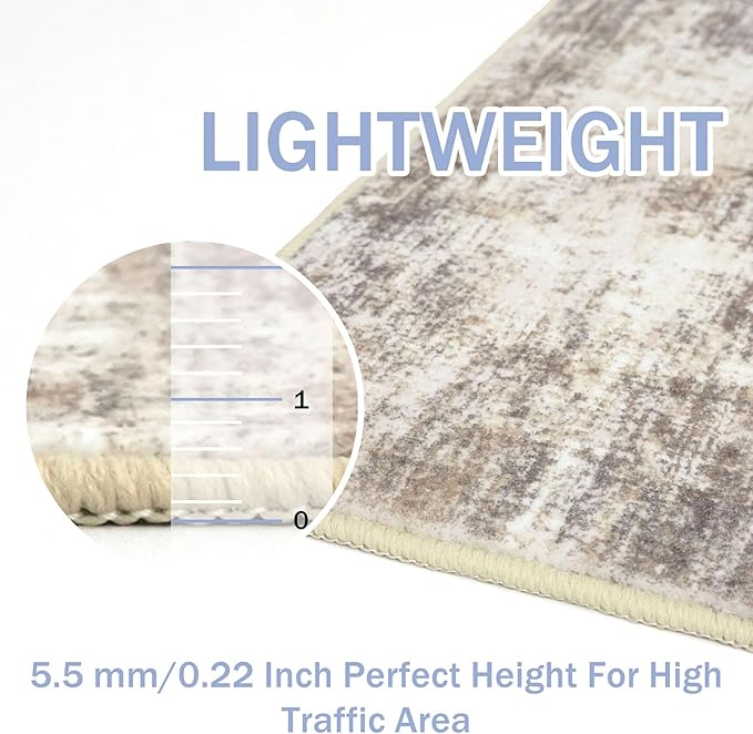 IOHOUZE Abstract Runner Rug 3x20 Ft Extra Long Washable Runners for Hallways, Non Slip Kitchen Runner Printed Faux Wool Entryway Runner Indoor, Modern Abstract Floor Carpet for Hall Stair, Beige Brown