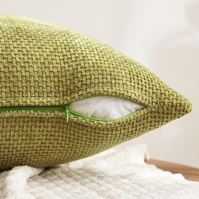 MIULEE Pack of 4 Burnt Orange Couch Throw Pillow Covers 18x18 Inch Yellow Green Soft Decorative Chenille Pillows Farmhouse Accent Cushions for Boho Home Decor Spring Sofa Bedroom Living Room