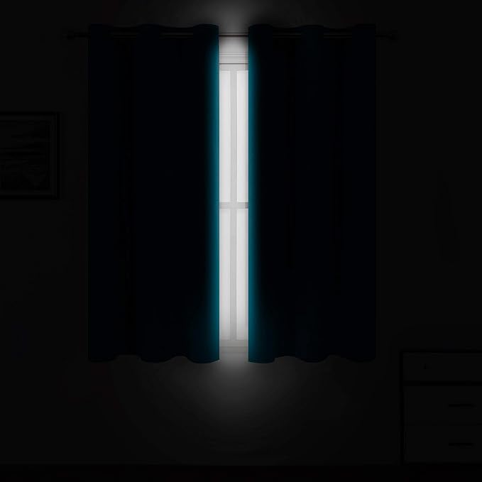 LEMOMO Teal Blackout Curtains 40 x 63 Inch Length/Set of 2 Curtain Panels/Thermal Insulated Room Darkening Blackout Curtains for Bedroom