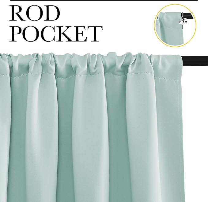 NICETOWN Blackout Curtains for Bedroom, Blackout Curtain Panels, Aqua Blue, 1 Pair, 70 by 63-inch, Window Treatment Energy Saving Thermal Insulated Solid Rod Pocket Blackout Drapes/Draperies