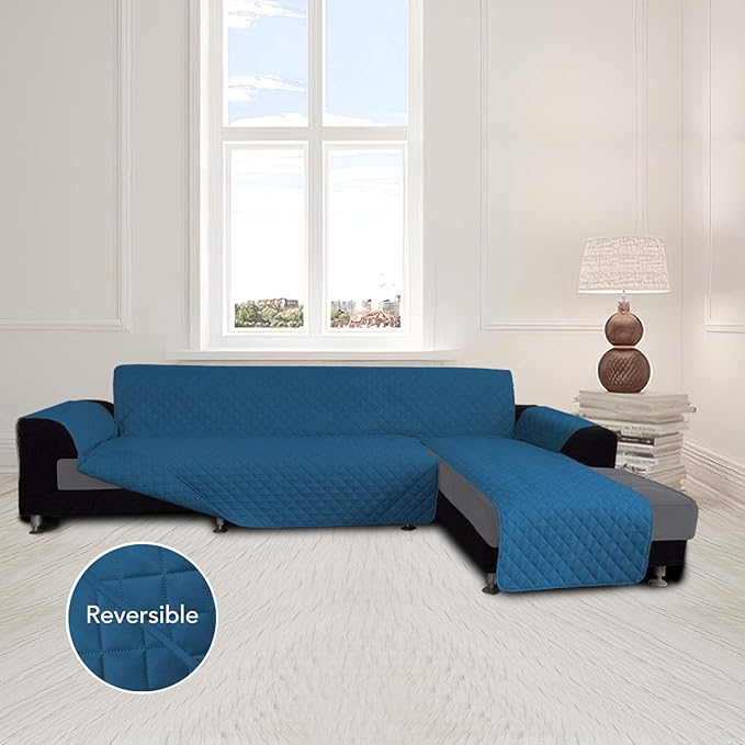 Easy-Going Sofa Slipcover L Shape Sofa Cover Sectional Couch Cover Furniture Protector Mat for Pets Dog Cat (X-Large,Peacock Blue/Peacock Blue)