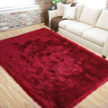 LOCHAS Soft Fluffy Faux Fur Rugs for Bedroom Bedside Rug 3x5 Feet, Washable, Furry Sheepskin Area Rug for Living Room Girls Room, Luxury Shag Carpet Home Decor, Red