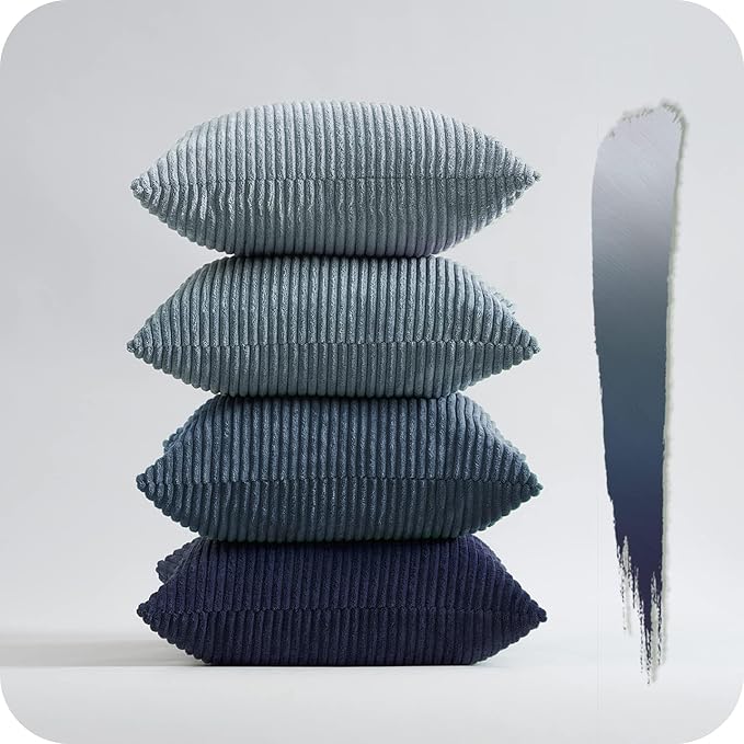 Topfinel Decorative Throw Pillow Covers Cushion Cases, Set of 4 Soft Velvet Modern Double-Sided Designs, Mix and Match for Home Decor, Pillow Inserts Not Included (24x24 inch, Blue)