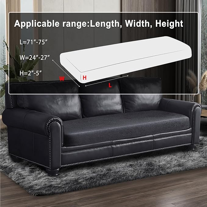 Leather Look Couch Cushion Covers Sofa Seat Slipcovers Sets Couches Furniture Protector for Sectional Armchair Loveseat Pets Kids Stretch Spandex Fabric (1 Cushion Sofa, Dark Grey)