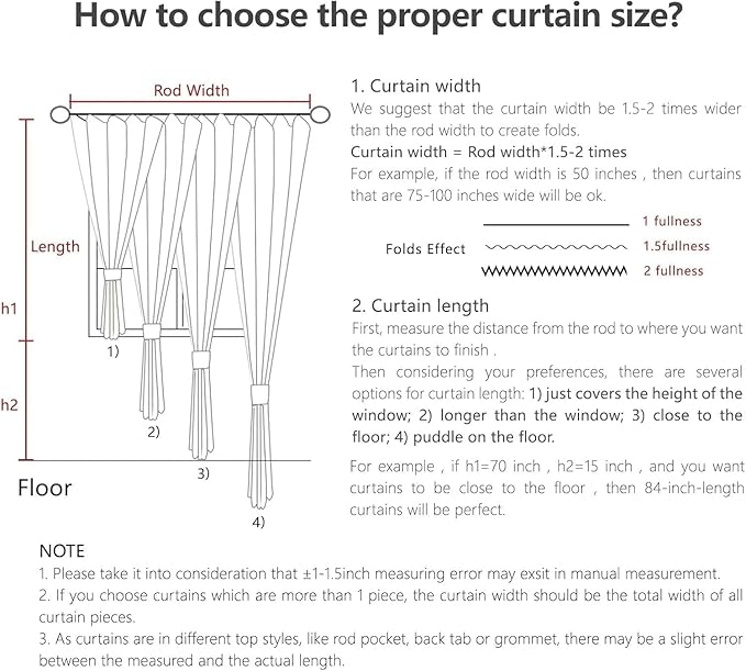 Joydeco Blackout Curtains for Bedroom - 108 Inch Linen Drapes 2 Panels Set, Thermal Insulated Room Darkening Curtains, Linen Textured for Living Room, Rod Pocket & Back Tabs