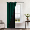 Yakamok 100% Blackout Curtains 96 Inches Long, 2 Thick Layers Heat and Full Light Blocking Soft Thermal Insulated Drapes for Bedroom(52" Wide Each Panel, Green, 1 Panel)