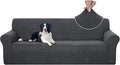U-NICE HOME 4 Seater Stretch Couch Cover Sofa Cover Washable Sofa Slipcover Furniture Protector for 3 Cushion Couch Sofa Pet Friendly, Dark Grey