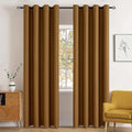 MIULEE Blackout Curtains for Bedroom Living Room Thermal Insulated Room Darkening Grommet Top Solid Light Blocking Drapery Set of 2 Window Panels 52 x 72 Inches Golden Brown