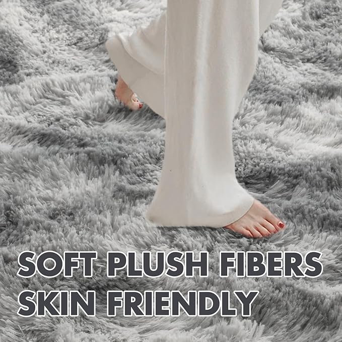 10x14 Ft Extra Large Shag Rugs for Living Room, Ultra Soft Fluffy Furry Area Rugs for Bedroom Indoor Floor, Aesthetic Carpet for Kids Home Decor (Light Grey)