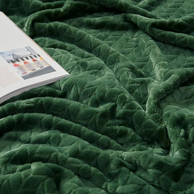 Inhand Fleece Throw Blanket, Super Soft Flannel Cozy for Adults, Washable Lightweight for Couch, Sofa, Bed, Office, Warm Plush for All Season, Green, 50"×60"