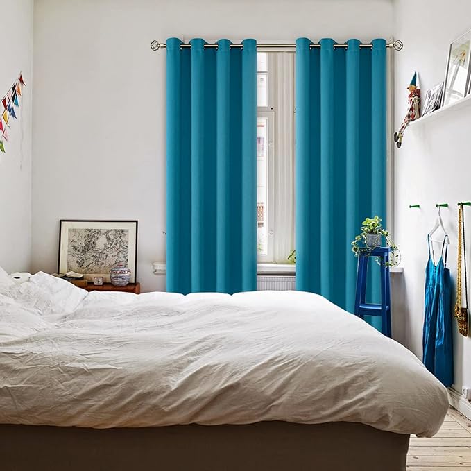 BGment Blackout Curtains - Grommet Thermal Insulated Room Darkening Bedroom and Living Room Curtains, Set of 2 Panels (52 x 120 Inch, Peacock Blue)