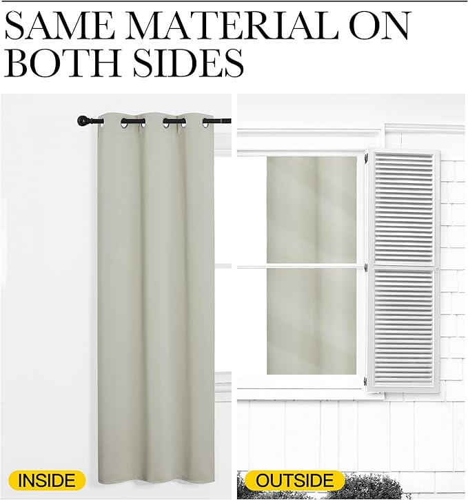 NICETOWN Thermal Insulated Grommet Room Darkening Curtains/Draperies/Panels for Bedroom (Bone White, 2 Panels, W42 x L63 inches)