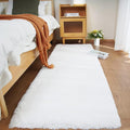 Ghouse Ultra Soft Faux Rabbit Fur Rug, Machine Washable Area Rugs for Bedroom Fluffy Rugs for Living Room, No-Shedding Carpet Sheepskin Runner Rugs White 2 x 8 Feet