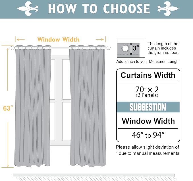 ChrisDowa Blackout Curtains 70 inches Wide for Bedroom - 2 Panels Set Extra Wide Grommet Thermal Insulated Room Darkening Curtains for Living Room (Navy Blue, 70 x 63 Inch)