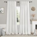 Extra Long White Linen Curtains 108 Inches Long 2 Panels Set for Living Room Back Tab Modern Farmhouse Decor Cotton Textured Off White Sheer Linen Curtains 108 Inch Length for Large Window 70x108