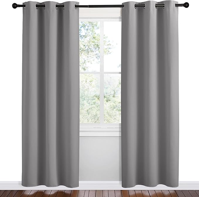 NICETOWN Thermal Insulated Grommet Blackout Curtains, Silver Grey, 2 Panels, W42 x L78 -Inch, Kids Window Drape Panel for Nursery, Privacy Short Curtains