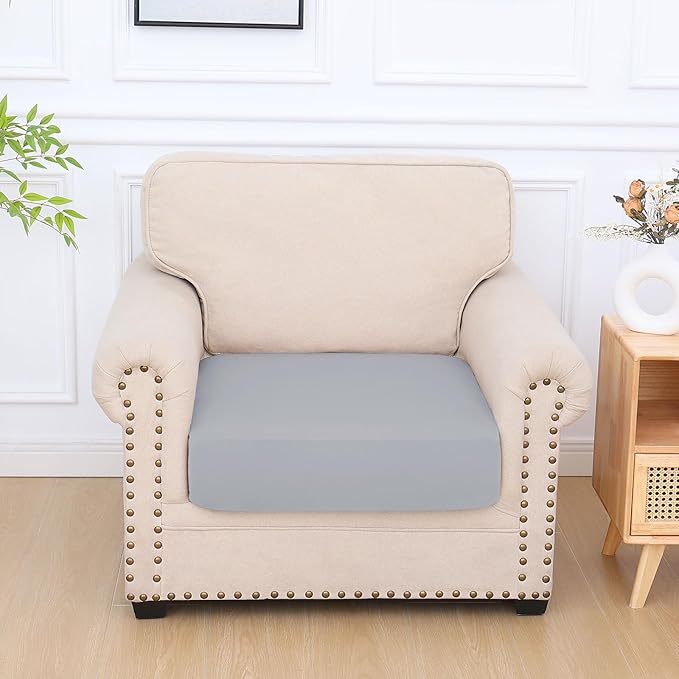 hyha Milk Silk Couch Cushion Covers, Soft Magic Sofa Covers Washable for Cushion Couch, Stretch Sectional Outdoor Cushion Covers for Patio Furniture with Elastic Bottom(Small, Grey)